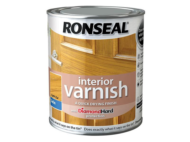 Ronseal Interior Varnish Quick Dry Satin Light Oak 750Ml