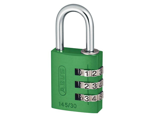 ABUS Mechanical 145/30 30Mm Aluminium Combination Padlock Green 46580