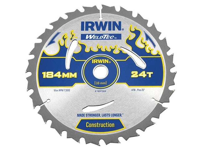IRWIN Weldtec Circular Saw Blade 184 X 16Mm X 24T Atb