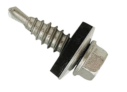 Forgefix Techfast Self-Drilling Stitching Hex Screw & Washer No.1 Tip 6.3 X 25Mm Box 100