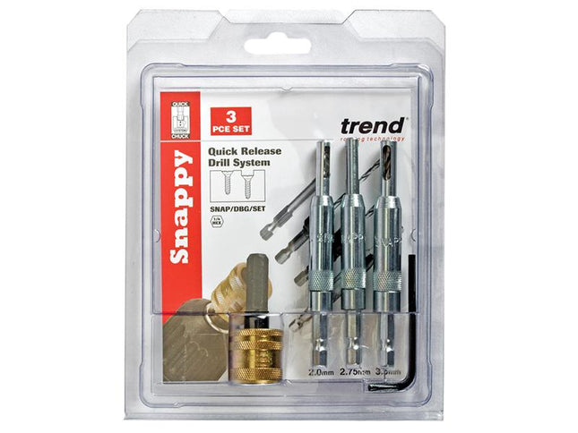 TREND Snap/Dbg/Set Drill Bit Guide Set With Quick Chuck - 5/64In 7/64In & 9/64In