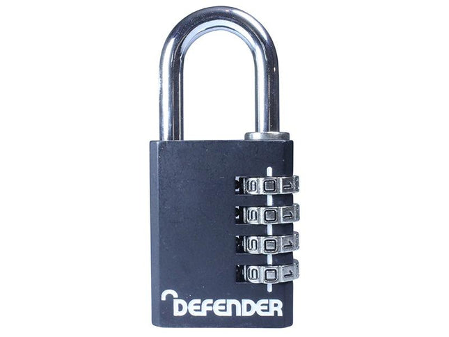 Defender Black Diecast Combination Padlock 40Mm