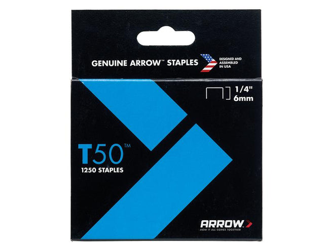 ARROW T50 Staples 6Mm (1/4In) Box 1250