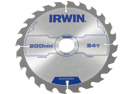 IRWIN Construction Circular Saw Blade 200 X 30Mm X 24T Atb