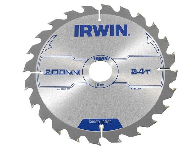 IRWIN Construction Circular Saw Blade 200 X 30Mm X 24T Atb