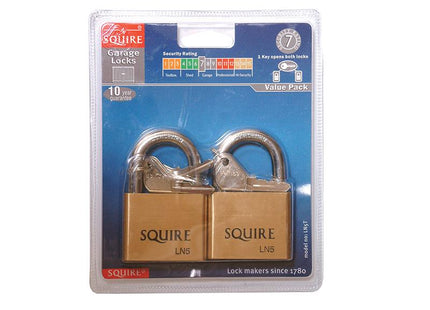 Henry Squire Ln5T Lion Brass Padlocks 5-Pin 50Mm Twin Pack