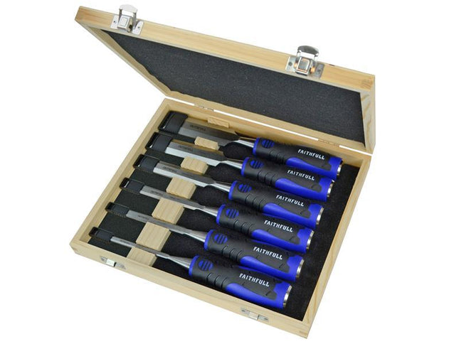 Faithfull Soft Grip Chisel Set + Storage Box, 6 Piece