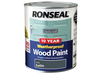 Ronseal 10 Year Weatherproof Wood Paint Grey Satin 750Ml