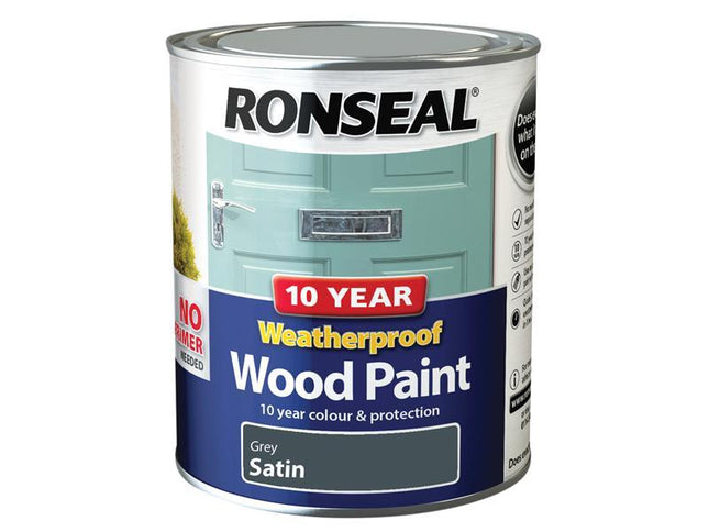 Ronseal 10 Year Weatherproof Wood Paint Grey Satin 750Ml