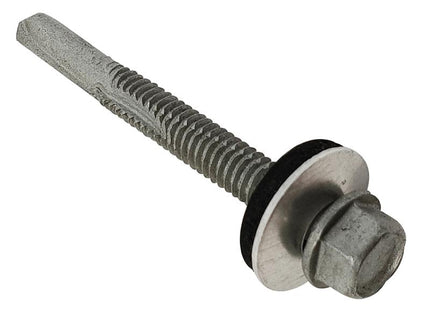 Forgefix Techfast Roofing Sheet To Steel Hex Screw & Washer No.5 Tip 5.5 X 80Mm Box 100