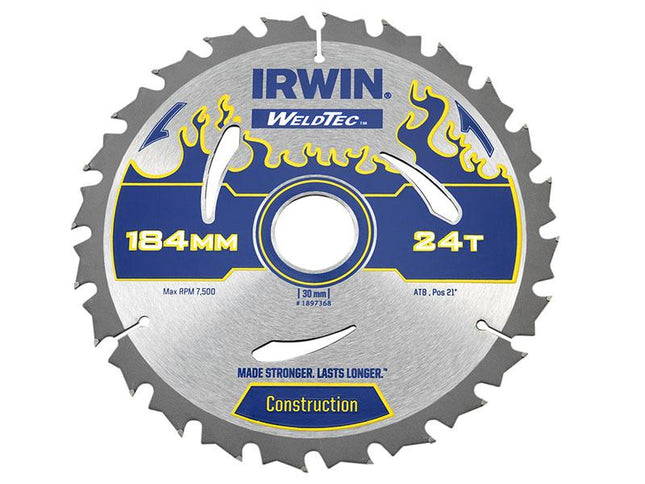 IRWIN Weldtec Circular Saw Blade 184 X 30Mm X 24T Atb