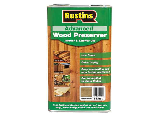 Rustins Quick Dry Advanced Wood Protector Mid Brown 5 Litre