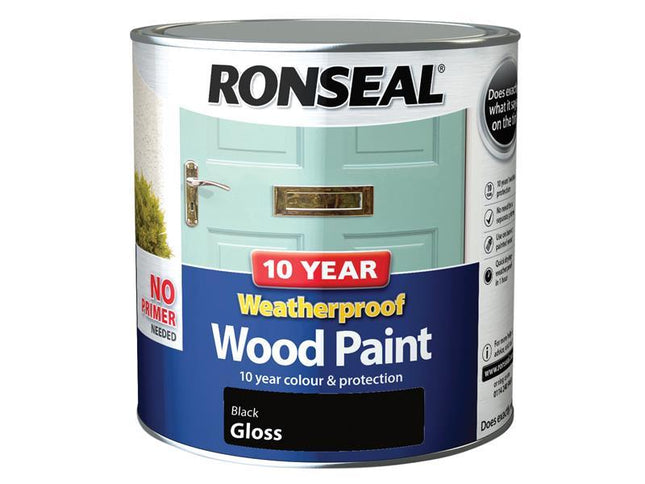 Ronseal 10 Year Weatherproof Wood Paint Black Gloss 2.5 Litre