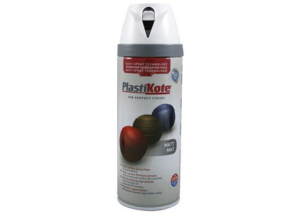 Plastikote Twist & Spray Matt Pure Brilliant White 400Ml