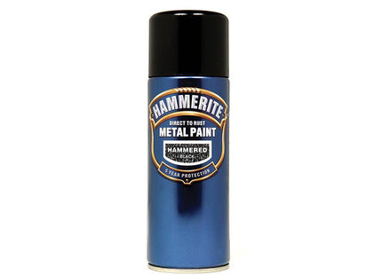 Hammerite Direct To Rust Hammered Finish Aerosol Black 400Ml