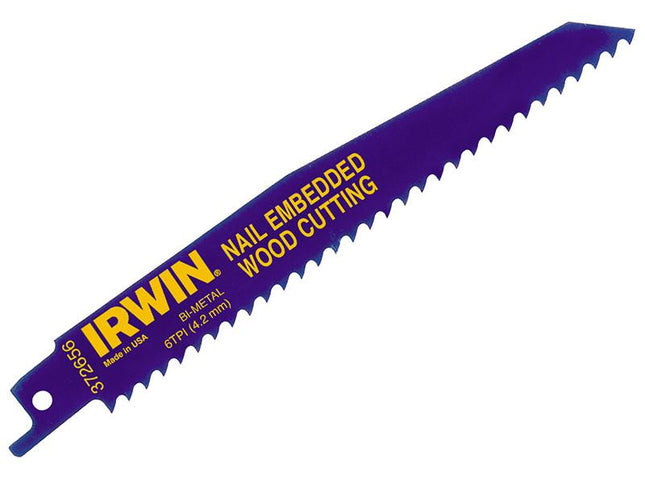 IRWIN 656R 150Mm Sabre Saw Blade Nail Embedded Wood Cut Pack Of 5