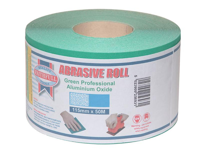 Faithfull Aluminium Oxide Sanding Paper Roll Green 115Mm X 50M 60G