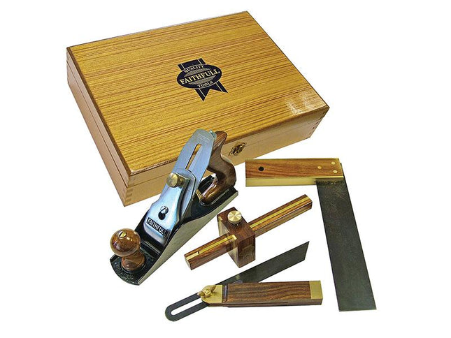 Faithfull Plane & Woodworking Set Of 4 In Wooden Box