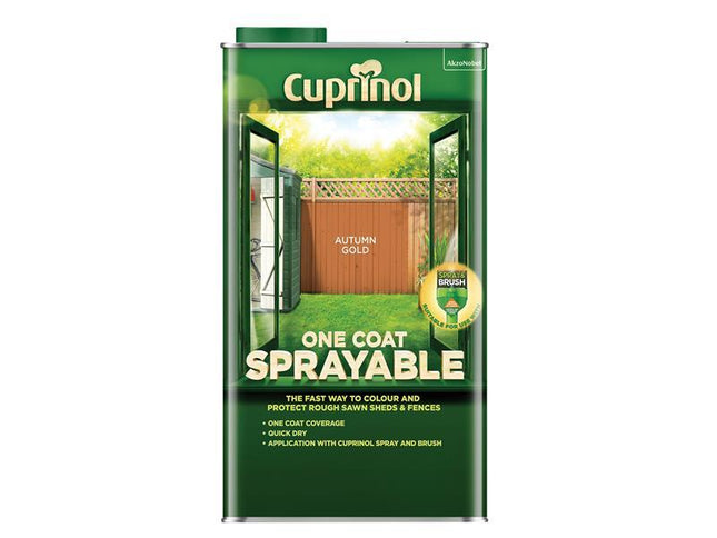 Cuprinol One Coat Sprayable Fence Treatment Autumn Gold 5 litre