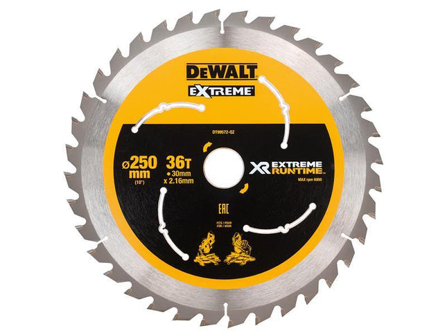 DEWALT Extreme Runtime Flexvolt Mitre Saw Blade 250 X 30Mm X 36T