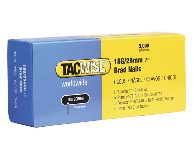 Tacwise 18 Gauge 25Mm Brad Nails Pack Of 5000