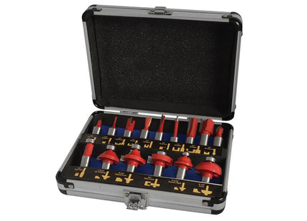 Faithfull Router Bit Set Of 15 Tct 1/2In Shank