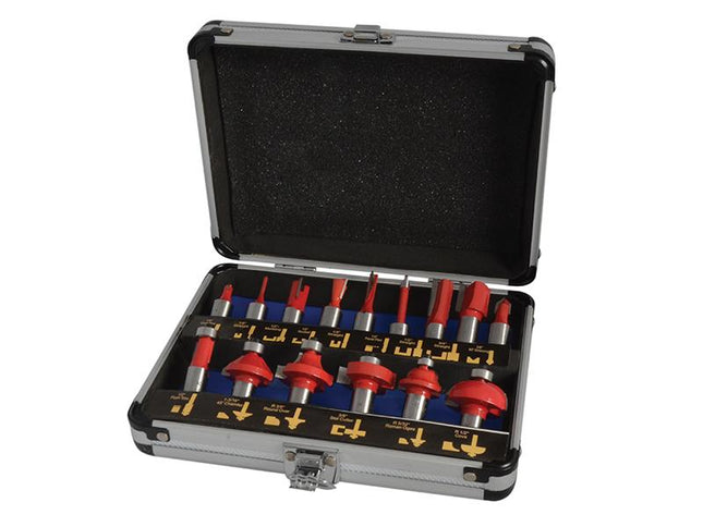 Faithfull Router Bit Set Of 15 Tct 1/2In Shank