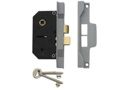 Union 2242 2 Lever Mortice Rebated Sashlock Silver Enamel 65.5Mm 2.5In Visi