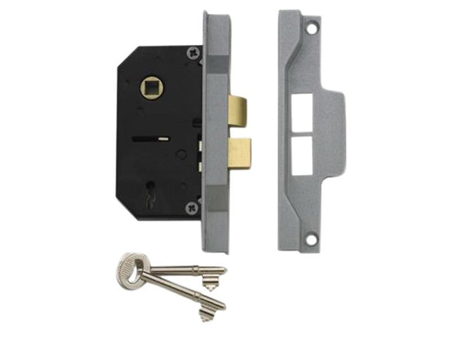 Union 2242 2 Lever Mortice Rebated Sashlock Silver Enamel 65.5Mm 2.5In Visi