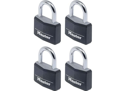 Master Lock Aluminium Black Vinyl Cover 40Mm Padlock 4-Pin - Keyed Alike X 4