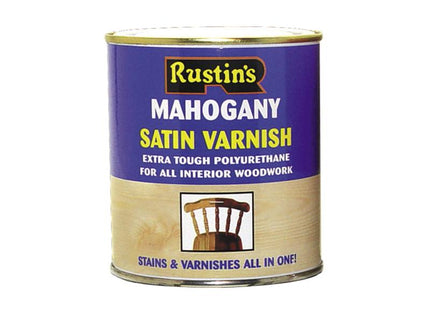 Rustins Polyurethane Varnish & Stain Satin Mahogany 500Ml