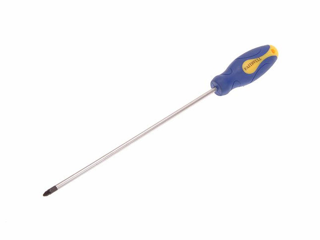 Faithfull Soft Grip Screwdriver Pozidriv Tip Pz2 X 250Mm Long Reach