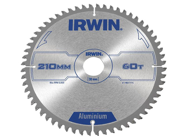 IRWIN Professional Aluminium Circular Saw Blade 210 X 30Mm X 60T Tcg