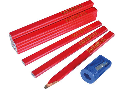 Faithfull Carpenter'S Pencils Tube & Sharpener