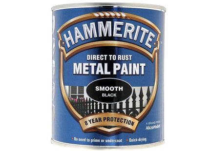 Hammerite Direct To Rust Smooth Finish Metal Paint Black 750Ml