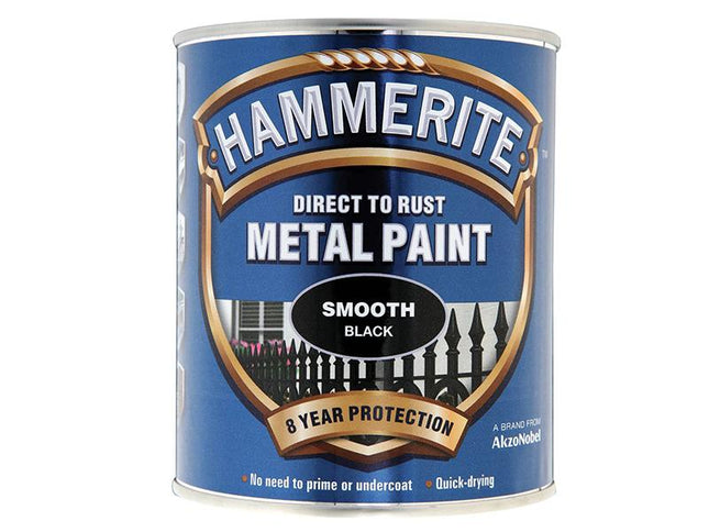 Hammerite Direct To Rust Smooth Finish Metal Paint Black 750Ml