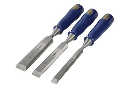 Irwin Marples M444 Bevel Edge Chisel Blue Chip Handle Set Of 3