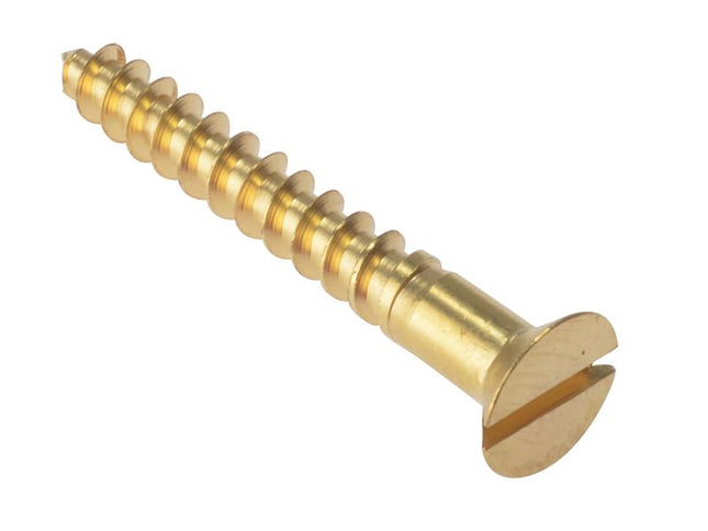 Forgefix Wood Screw Slotted Csk Solid Brass 1.1/2In X 8 Box 200