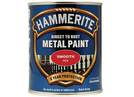 Hammerite Direct To Rust Smooth Finish Metal Paint Red 750Ml