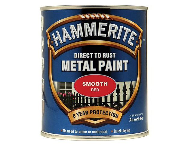 Hammerite Direct To Rust Smooth Finish Metal Paint Red 750Ml