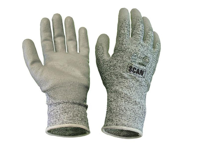 Scan Grey Pu Coated Cut 5 Gloves - Extra Large (Size 10)