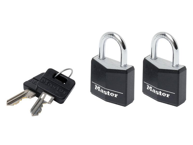 Master Lock Aluminium Black Vinyl Cover 30Mm Padlock 4-Pin - Keyed Alike X 2