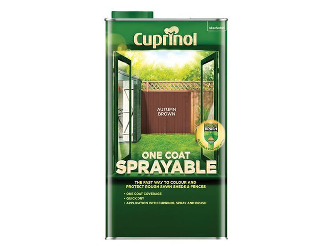 Cuprinol One Coat Sprayable Fence Treatment Autumn Brown 5 litre