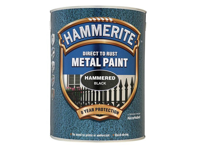 Hammerite Direct To Rust Hammered Finish Metal Paint Black 5 Litre