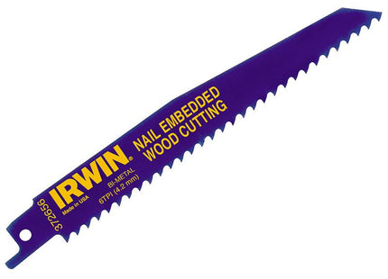 IRWIN 656R 150Mm Sabre Saw Blade Nail Embedded Wood Pack Of 2