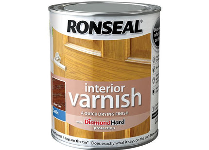 Ronseal Interior Varnish Quick Dry Satin Dark Oak 750Ml