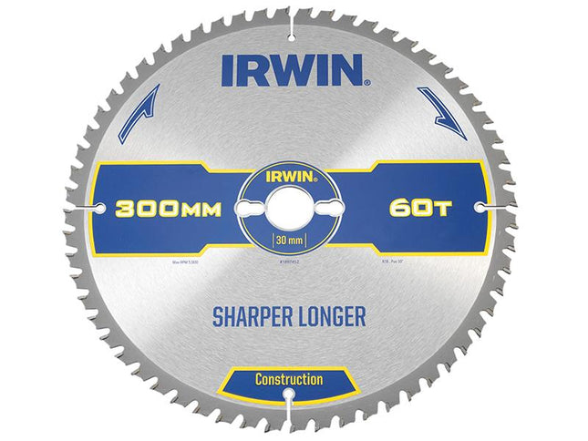 IRWIN Construction Table & Mitre Circular Saw Blade 300 X 30Mm X 60T Atb