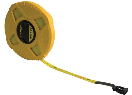 Stanley Tools Closed Case Fibreglass Long Tape 30M/100Ft (Width 13Mm)