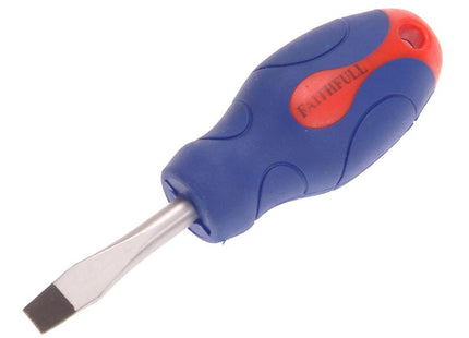 Faithfull Soft Grip Stubby Screwdriver Flared Slotted Tip 6.5 X 38Mm