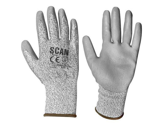 Scan Grey Pu Coated Cut 3 Gloves - Extra Large (Size 10)